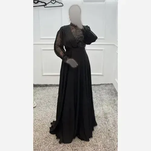 پیراهن ماکسی زنانه کرپ حریر مشکی مدل پاریس سایز 1 و 2