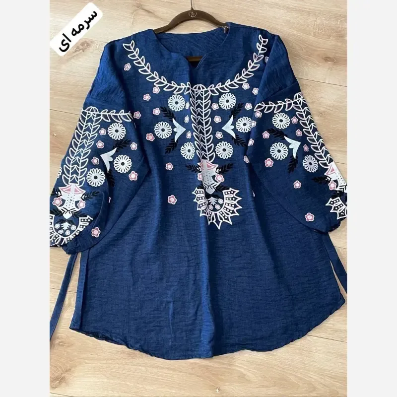 تونیک چاپی رنگی آرامش جنس شانتون درجه یک فری سایز - تصویر 13