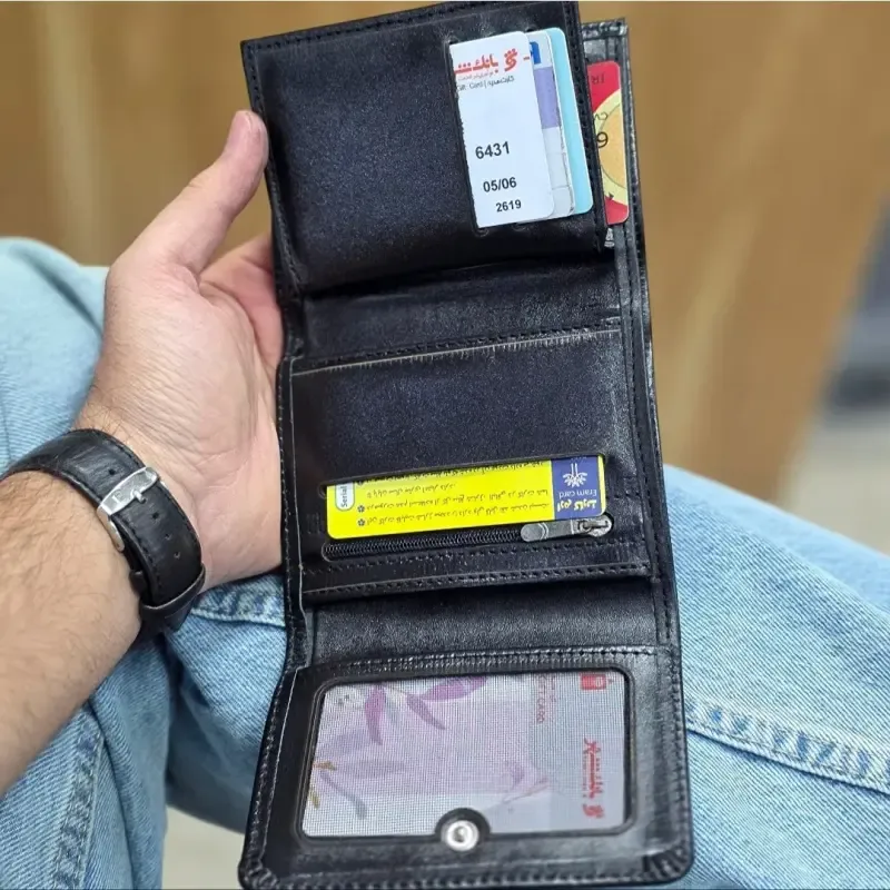 کیف پول چرم مردانه سه لت چرم اصل گاوی - تصویر 7