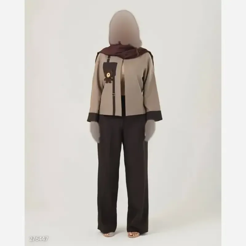 شلوار بگ مازراتی 450 گرم قهوه ای سوخته پشت کش سایز 38 تا 42 قد 103 - تصویر 4