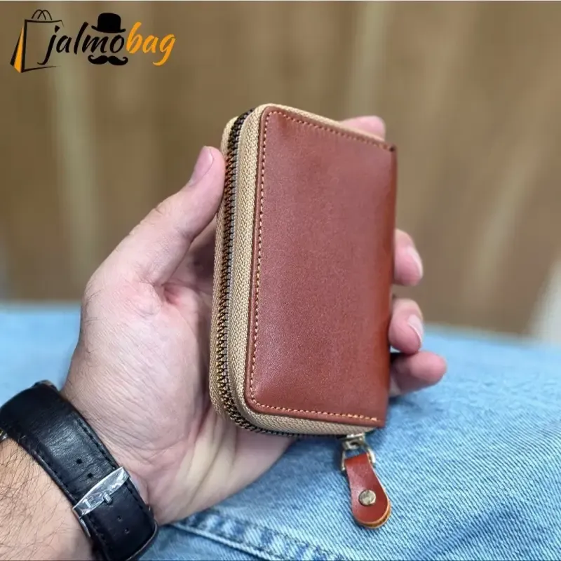 جاکارتی زیپدار چرم طبیعی گاوی مناسب آقایان و خانمها ابعاد 11 در 7 سانتیمتر - تصویر 12