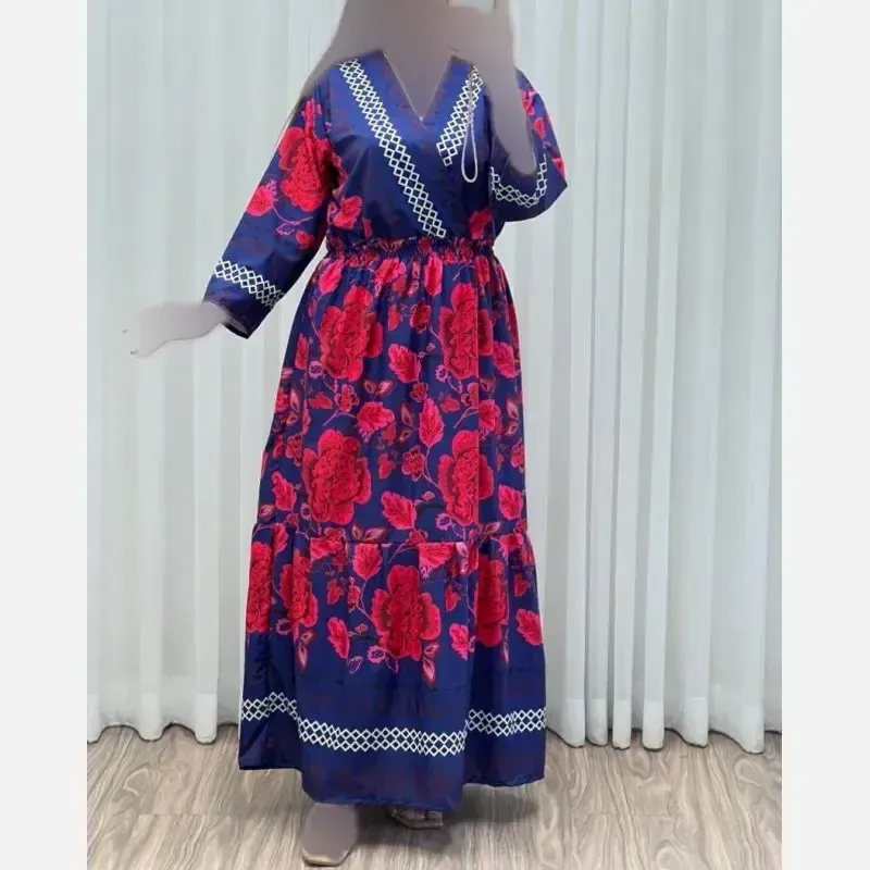 پیراهن ساحلی زنانه مدل چپ و راستی طرح فلور حاشیهدار فری سایز - تصویر 4