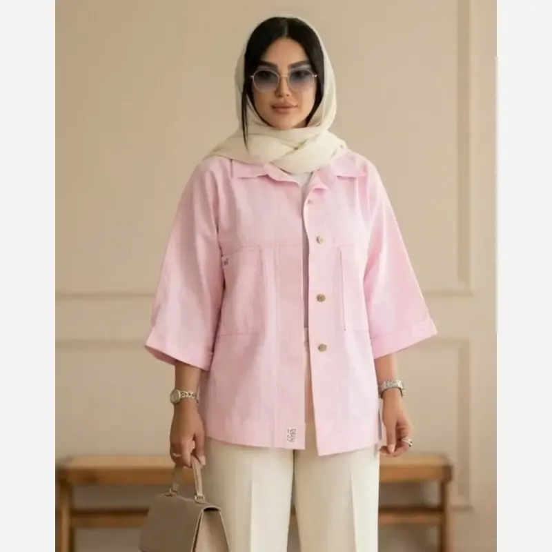 شومیز زنانه لینن مدل لارا سایز 36 تا 50 - تصویر 5