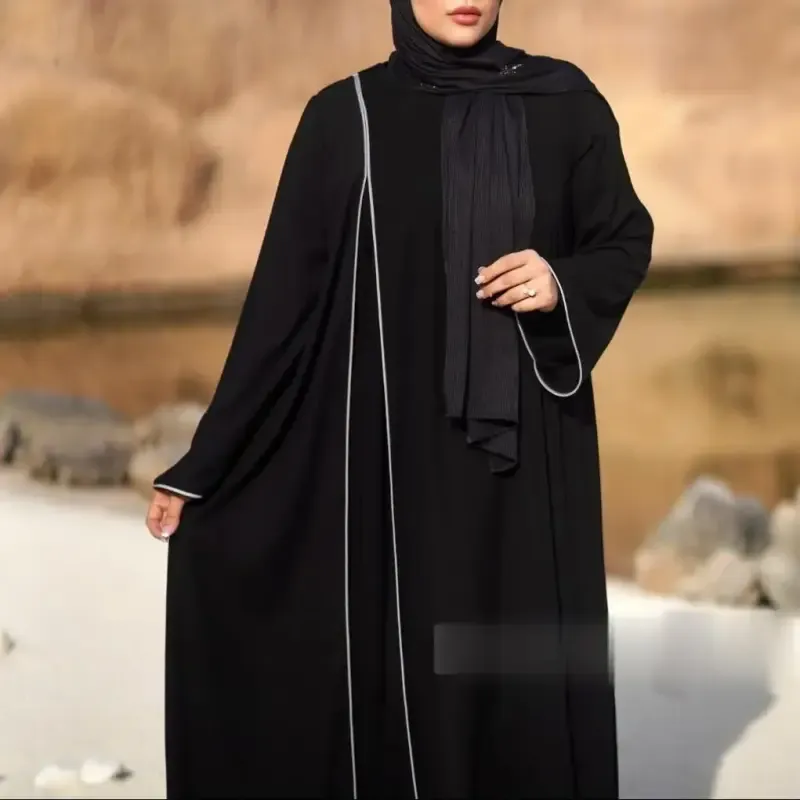 عبای زنانه مدل لاله جنس سوپر الیزه جلوبسته با مغزی دوزی - تصویر 2