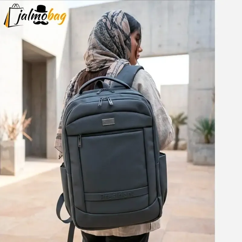 کوله پشتی اسپرت پریزیدنت وارداتی ضد خش جادار دو خانه جیب لپ تاپ - تصویر 10