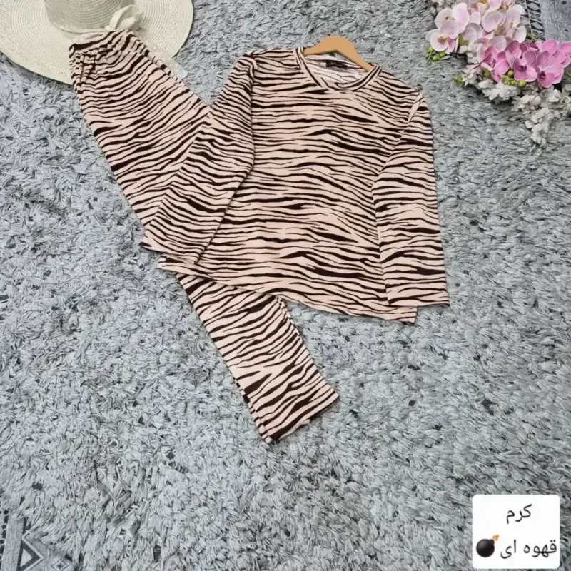 ست بلوز و شلوار مخمل زنانه مدل زبرا فری سایز - تصویر 2