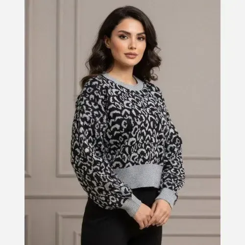 کراپ بافت پلنگی زنانه آکریل درجه یک فری سایز - تصویر 2