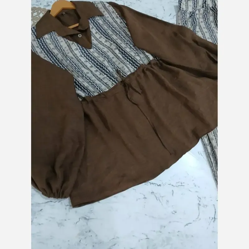 ست شومیز و شلوار تابستانه پریدخت جنس شانتون و لینن کنفی سایز 36 تا 48 - تصویر 13