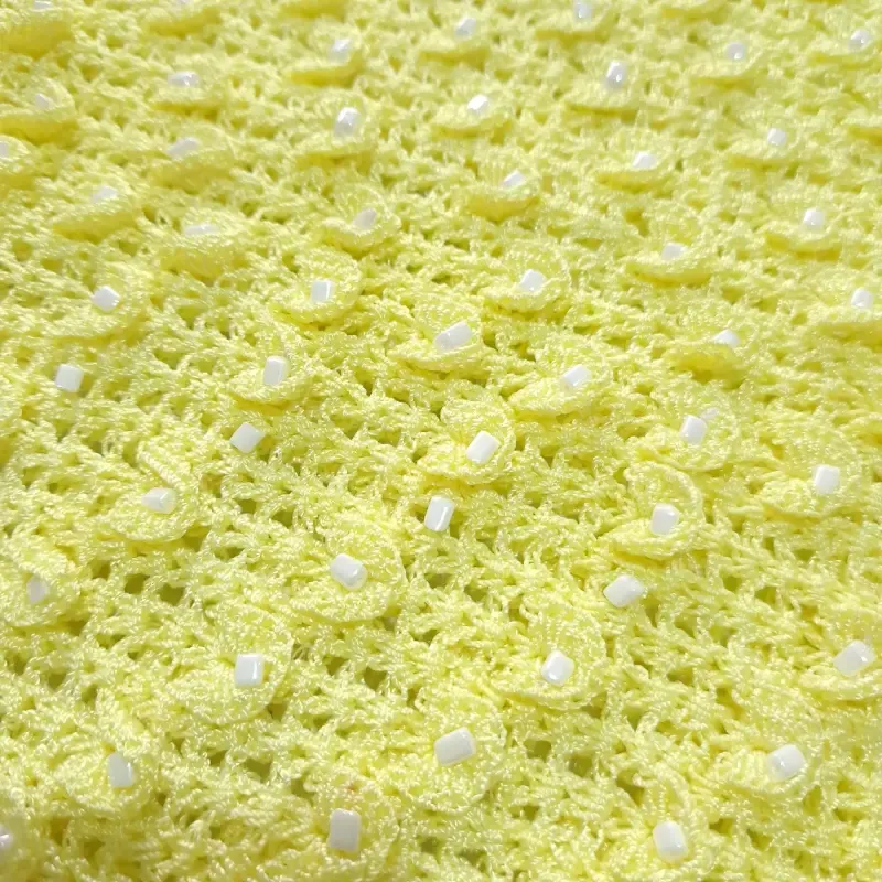بلوز زنانه دستبفت ابریشمی منجق دوزی شده رنگ زرد آستین کوتاه یقه هفت مجلسی - تصویر 4