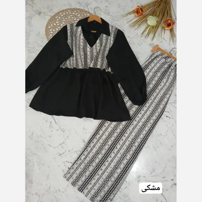 ست شومیز و شلوار تابستانه پریدخت جنس شانتون و لینن کنفی سایز 36 تا 48 - تصویر 8