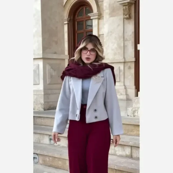 کت و شلوار زنانه مدل امیلی کت فوتر شلوار مازراتی طوسی زرشکی