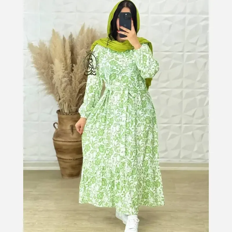 پیراهن ساحلی زنانه جنس کرپ فلور بوگاتی فری سایز قد 136 - تصویر 5
