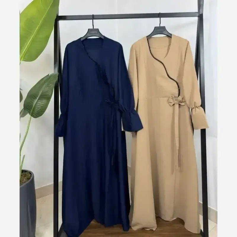 مدل هیلما لباس الیزه درجه یک زنانه سرمه ای نسکافه ای کرم فری سایز