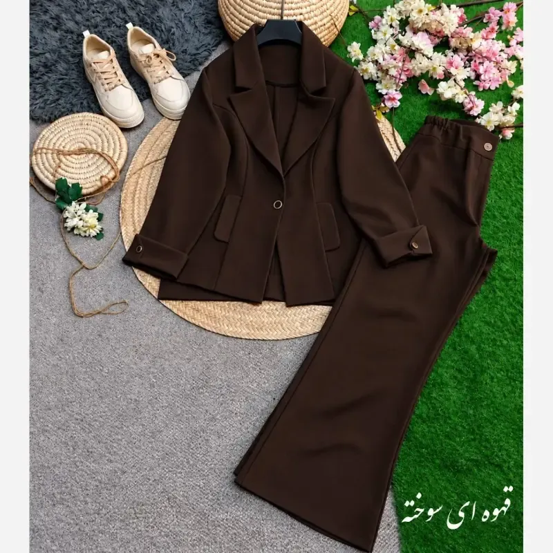 ست اداری سیلانا جنس هرمس برند اصل رنگ مشکی قهوه ای نسکافه ای کاراملی سایز 38 تا 46 فری - تصویر 2