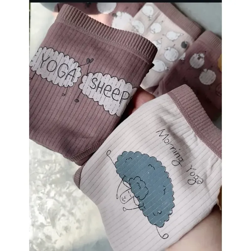 پک 3 عددی شورت فانتزی زنانه لاروزا مدل Yoga Sheeps نخ پنبه رنگ موکا سایز 40 - تصویر 3