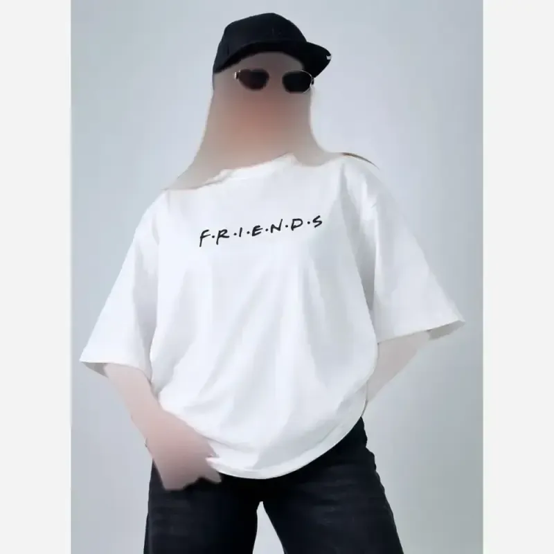 تیشرت باکسی طرح friends جنس پنبه سوپر فری سایز - تصویر 9