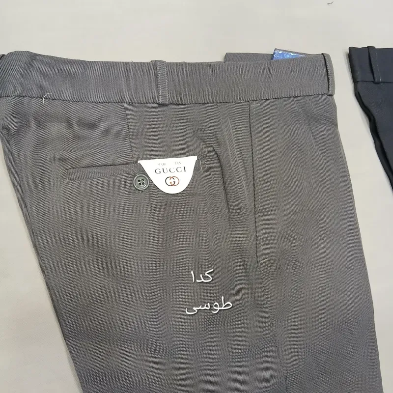 شلوار پارچه ای مردانه نخی سایز 42 تا 54 رنگ طوسی مشکی زغالی - تصویر 3