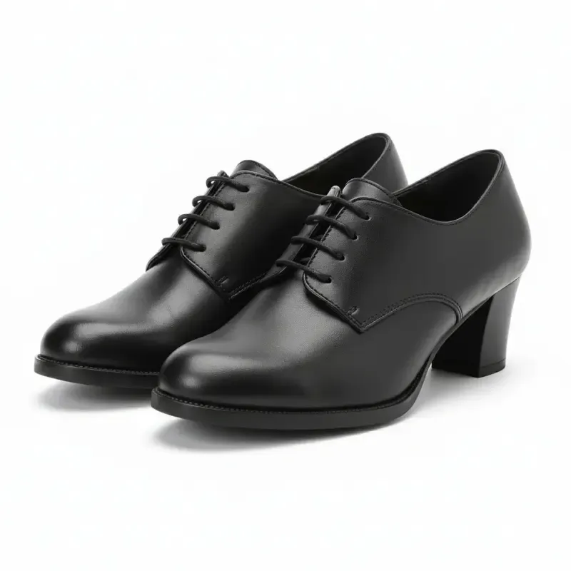 کفش زنانه مشکی چرم مصنوعی پاشنه 5 سانتی متری روزمره و اداری - تصویر 2