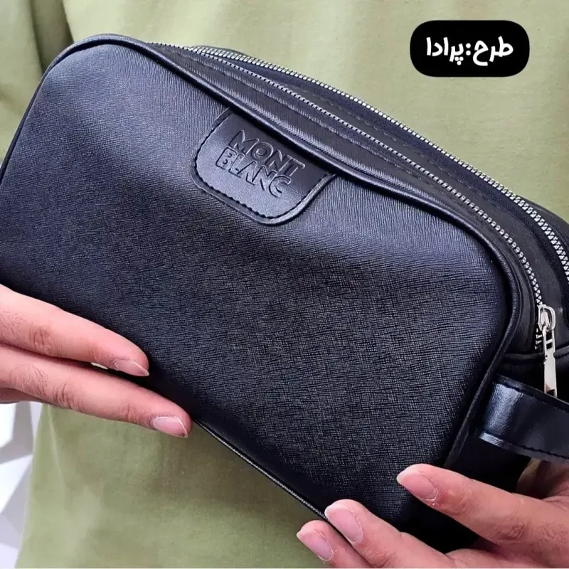کیف دستی مردانه اسپرت طرحدار چرم صنعتی دو خانه بند دستی - تصویر 11