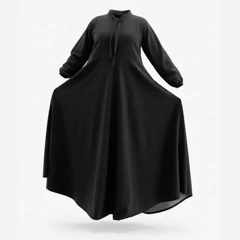 پیراهن تمام کلوش مشکی زنانه سایز بزرگ جنس رانفورس وارداتی - تصویر 3