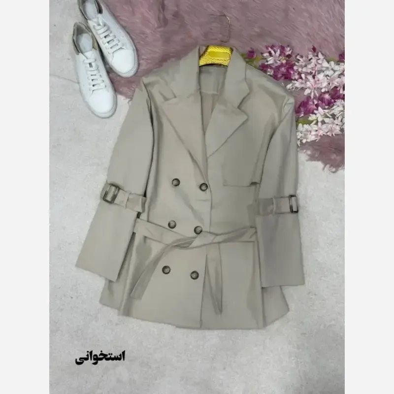 ترنج کت پاییزه زنانه مدل برگین جنس کتان ضخیم وارداتی فری سایز - تصویر 7