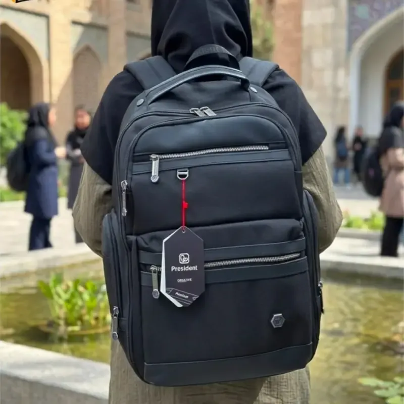 کوله پشتی وارداتی پرزیدنت ضد آب لپ تاپ پورت USB و تایپ C - تصویر 4