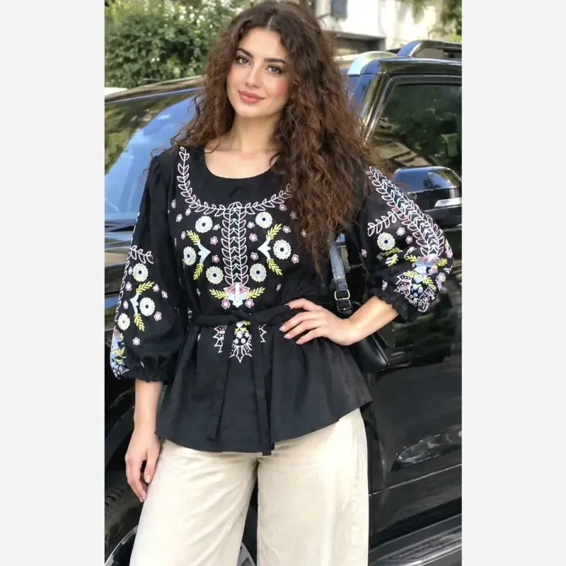 تونیک چاپی رنگی آرامش جنس شانتون درجه یک فری سایز - تصویر 9