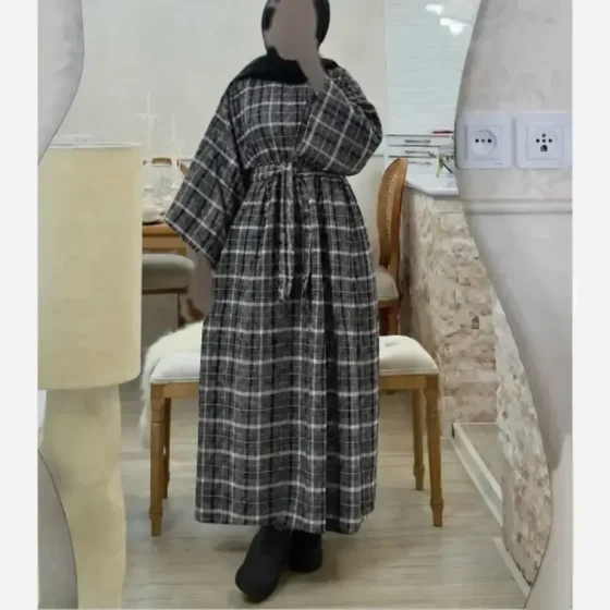 کفتان پاییزی چهارخونه آکرولیک پشمی مدل تیدا فری سایز