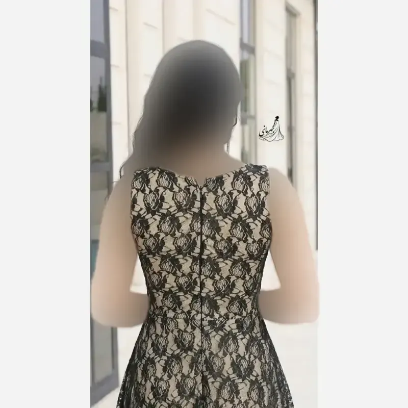 پیراهن مجلسی زنانه دانتل درجه یک فنردوزی شده کاپدار سلین - تصویر 5