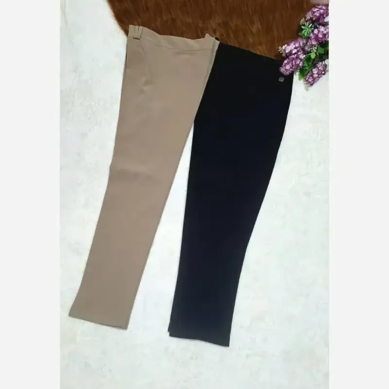 شلوار راسته اداری مازراتی دمپا ساده قد 90 تا 95 جنس مازراتی درجه یک رنگ مشکی و کرم سایز 38 تا 46 - تصویر 6