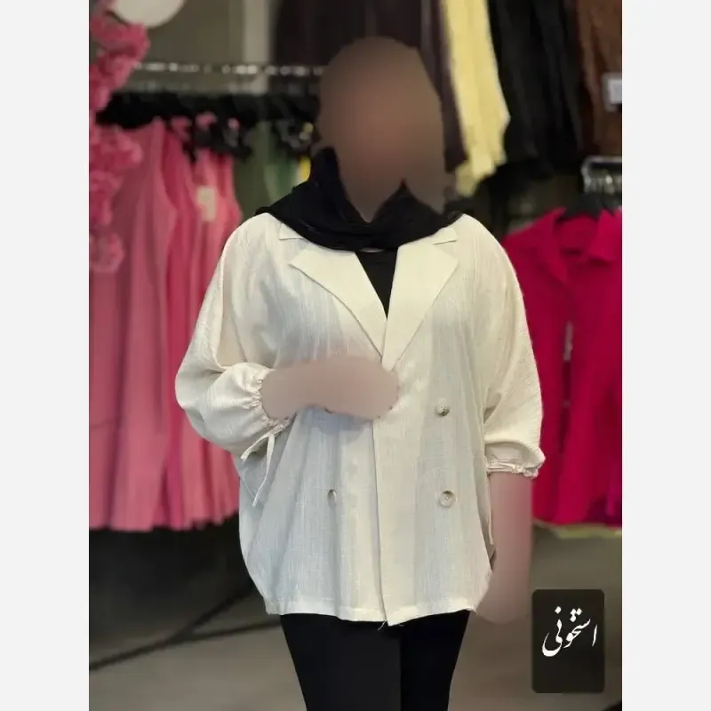 کاپشن بامبر زنانه جنس تافته گلیمی رنگ شکلاتی و طوسی فری سایز - تصویر 3