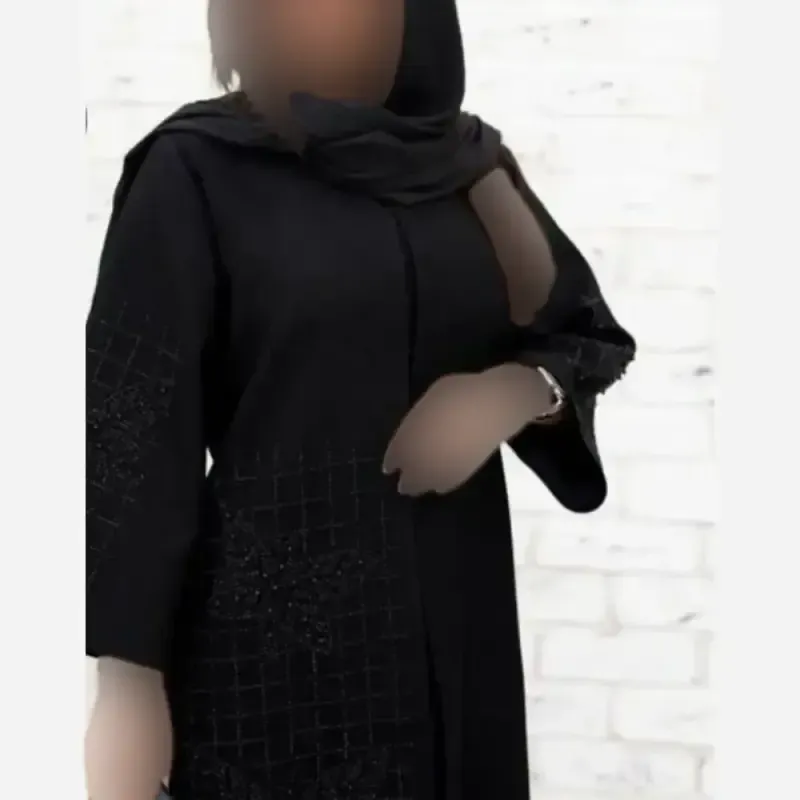 مانتو مجلسی نگین دار مدل مهشید پارچه سوپر مازراتی رنگ مشکی سایز بزرگ - تصویر 2