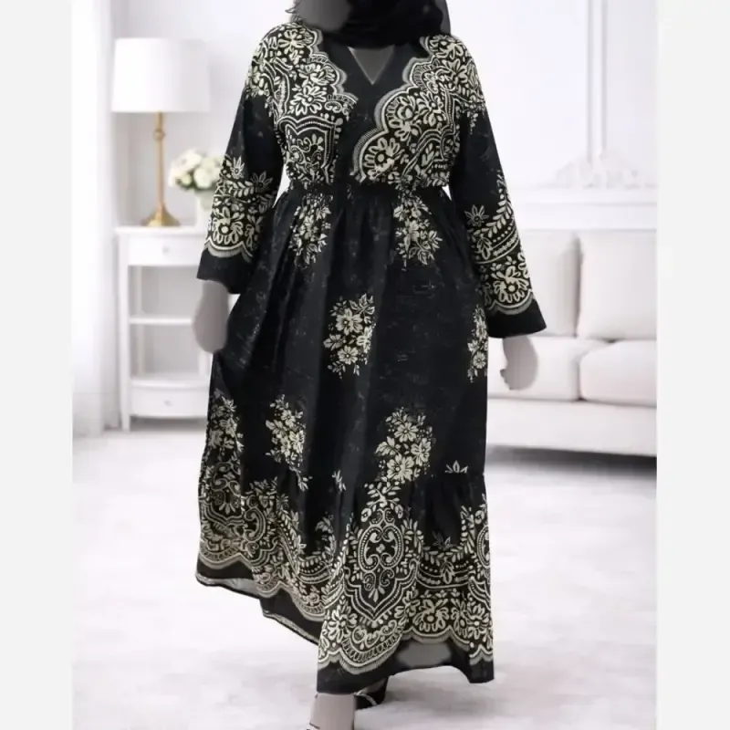 پیراهن ساحلی زنانه فلور حاشیهدار چپ و راستی فری سایز 38 تا 48 - تصویر 3