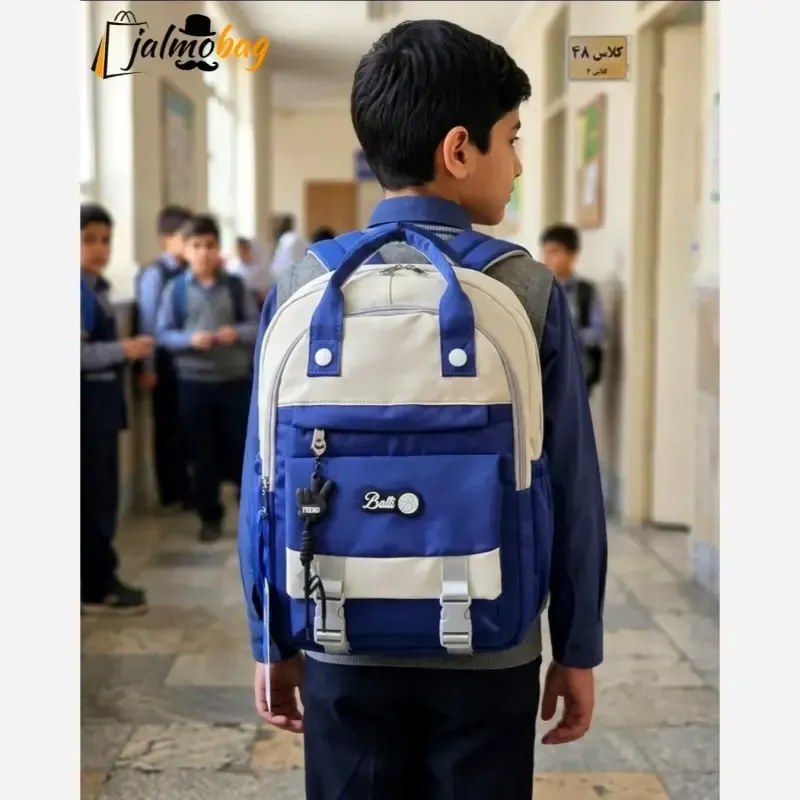 کوله پشتی مدرسه ضد آب رنگی مناسب دبستان و راهنمایی - تصویر 8