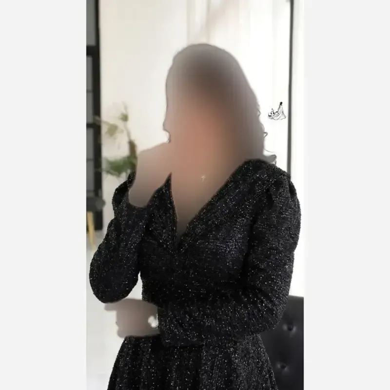 پیراهن مجلسی زنانه مدل سایه جنس دانتل چمنی سنگدوزی شده کاپدار رنگ مشکی سایزبندی بزرگ - تصویر 5