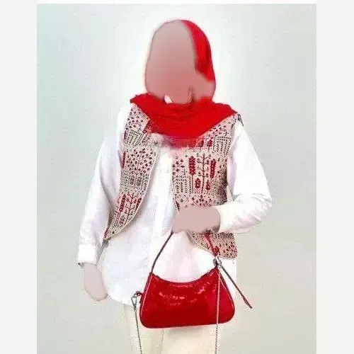جلیقه گلیمی زنانه دخترانه سرخ و آبی مجلسی فری سایز - تصویر 4