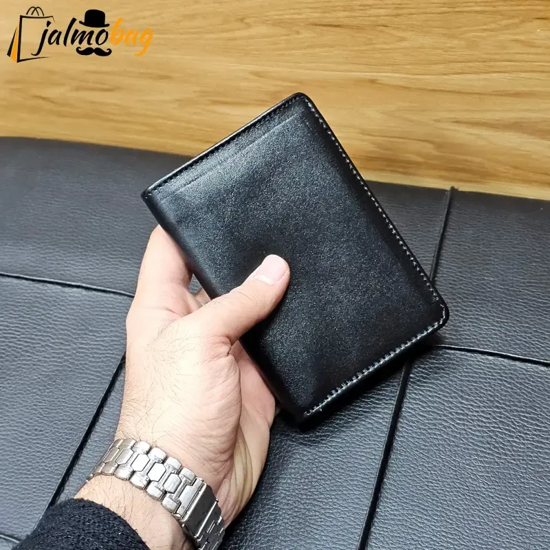 کیف پول جیبی چرم طبیعی گاوی دوخت تمیز با جای اسکناس و جاکارتی - تصویر 7