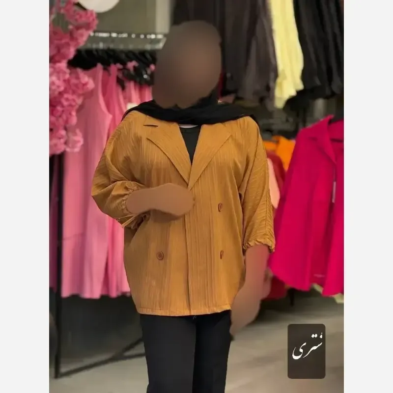 کاپشن بامبر زنانه جنس تافته گلیمی رنگ شکلاتی و طوسی فری سایز - تصویر 5