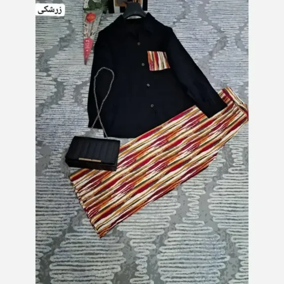 ست شومیز و شلوار سمیرا جنس لنین نچرال و کراش درجه یک فری سایز