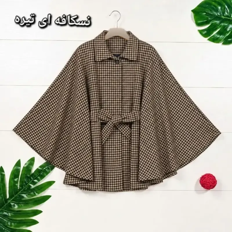 شنل آیلار توییت پشمی پیچازی فری سایز 38 تا 50 کمربنددار - تصویر 4