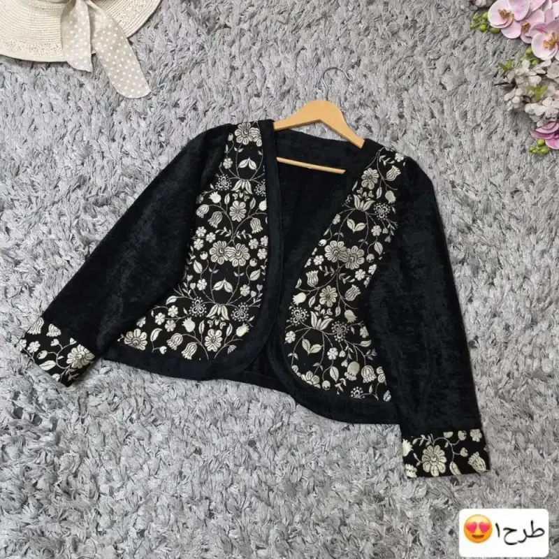 کت تک مخمل زنانه خرجکار هندی فری سایز مدل نیلناز - تصویر 3