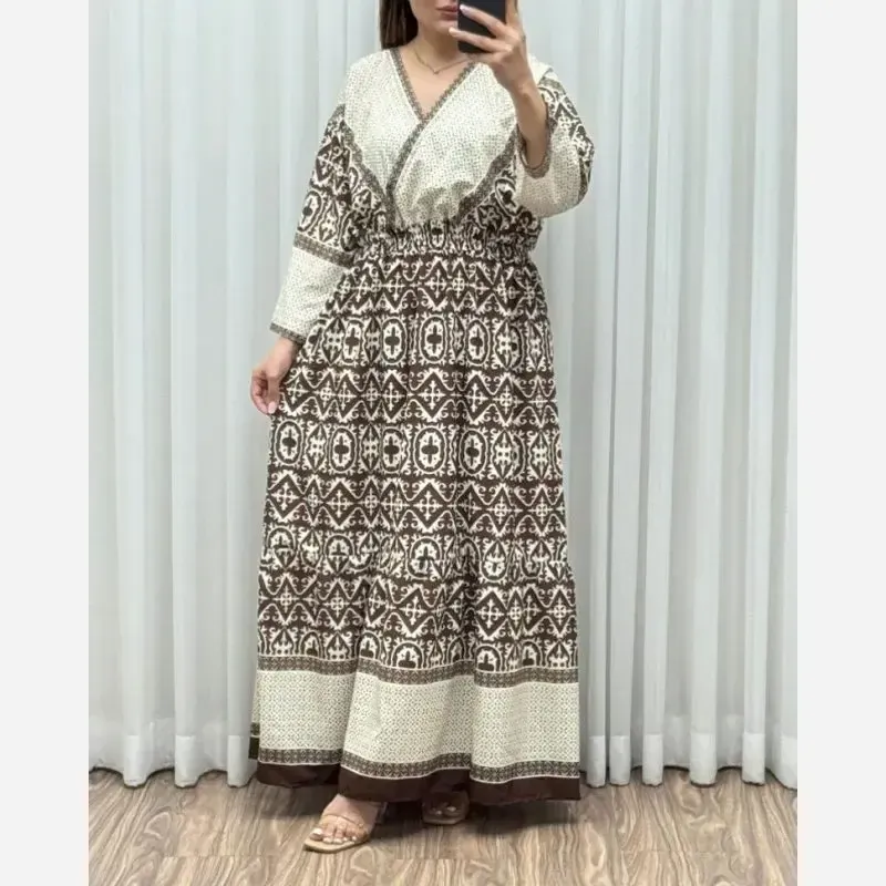 پیراهن ساحلی زنانه مدل چپ و راستی طرح فلور حاشیهدار فری سایز - تصویر 5