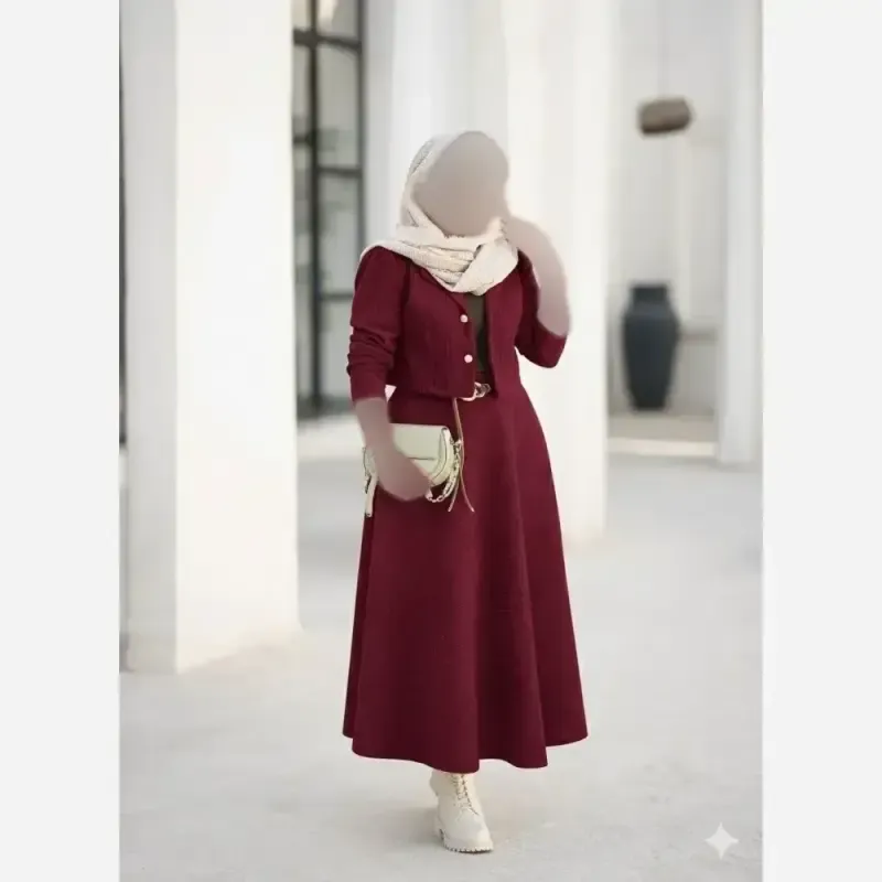 کت دامن مخمل کبریتی رعنا زنانه سایز بزرگ و معمولی - تصویر 7
