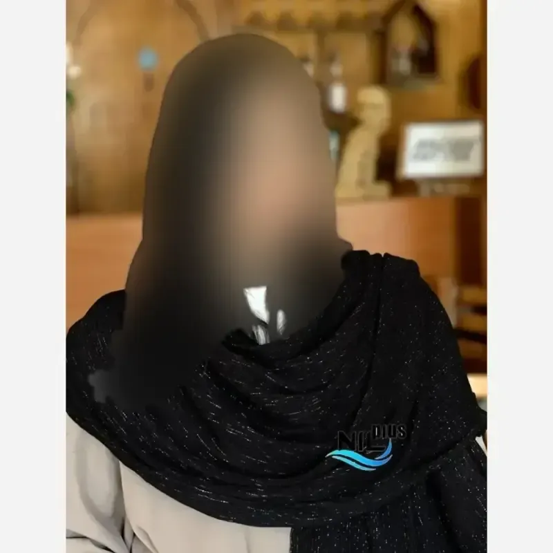 شال مشکی نخی برشکا لمه جت بلک قواره 200 در 75 سانت - تصویر 2
