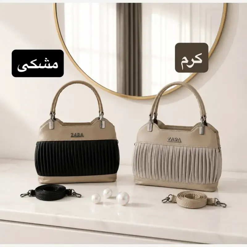 کیف زنانه مجلسی چرم مصنوعی زیپدار با بند بلند - تصویر 3