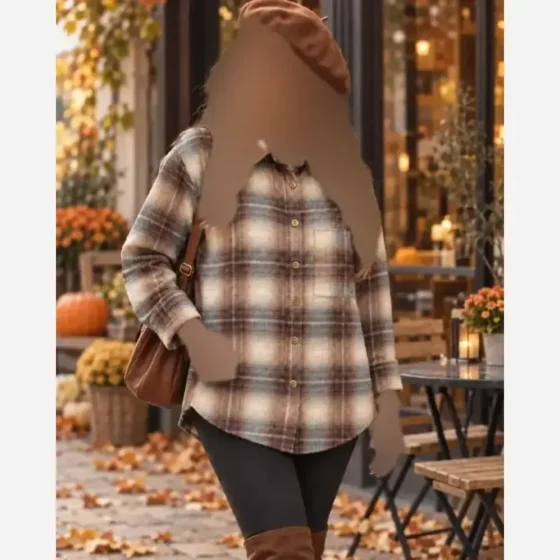 شکت پشمی موهر دار خارجی چهارخونه فری سایز زنانه