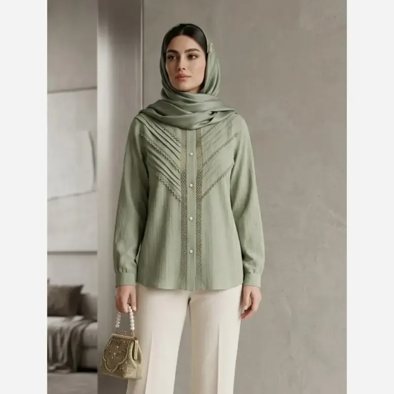 شومیز زنانه مجلسی توکی کراش سایز 36 تا 58 - تصویر 3