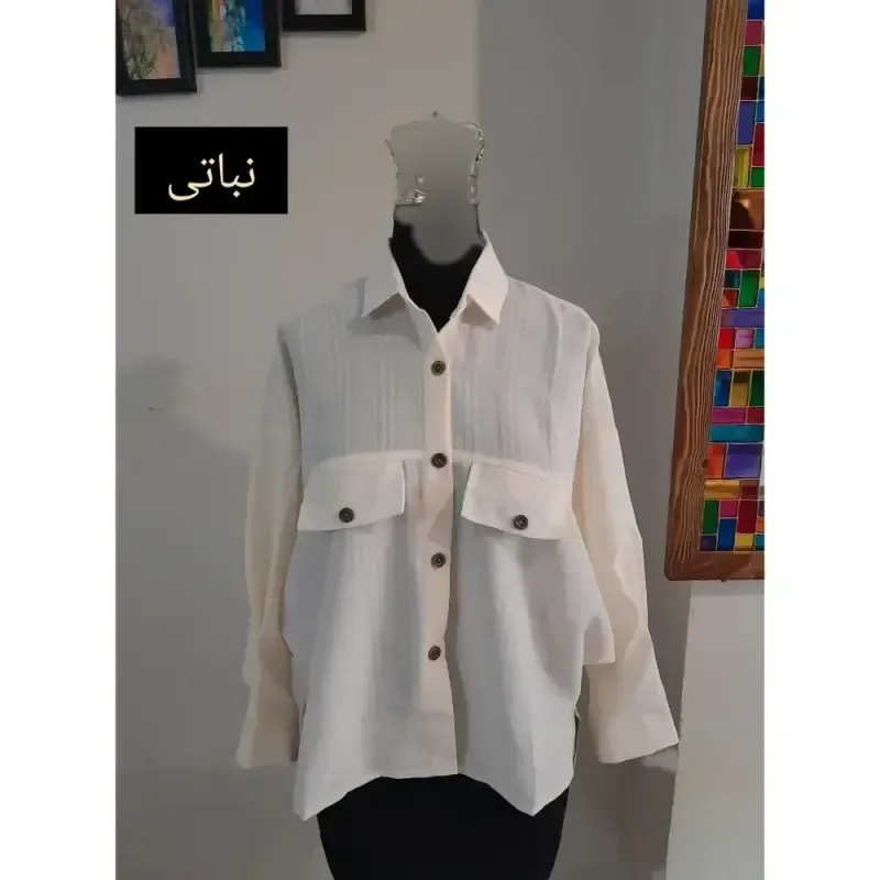 مانتو پانچ کوتاه لینن اسپرت قواره دار سایز بزرگ - تصویر 3