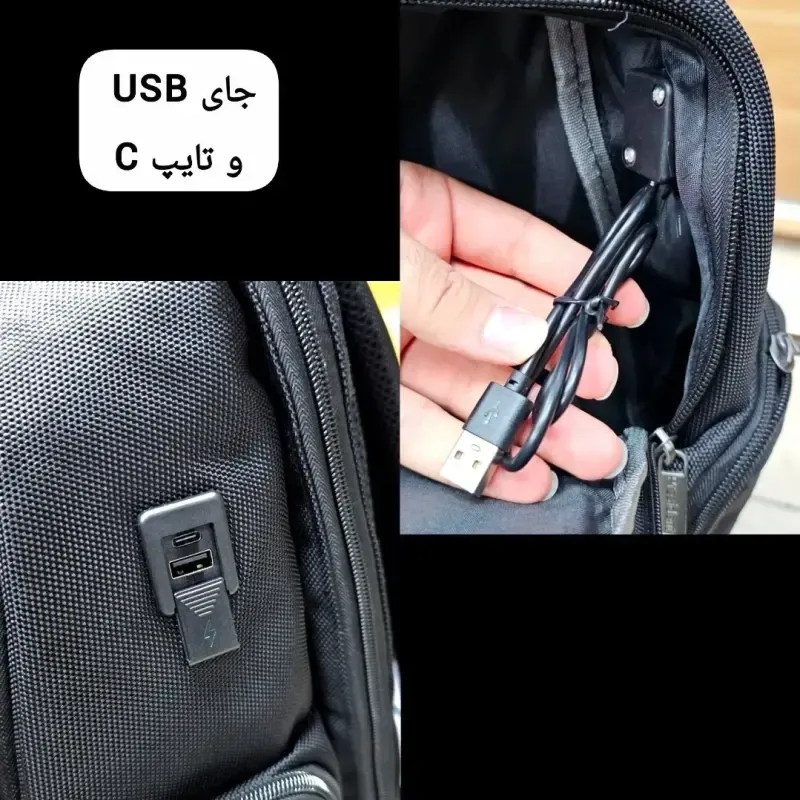 کوله پشتی وارداتی پرزیدنت ضد آب لپ تاپ دار سه خانه - تصویر 7