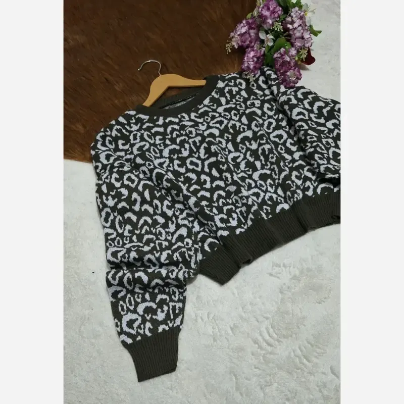 کراپ بافت پلنگی زنانه آکریل درجه یک فری سایز - تصویر 7
